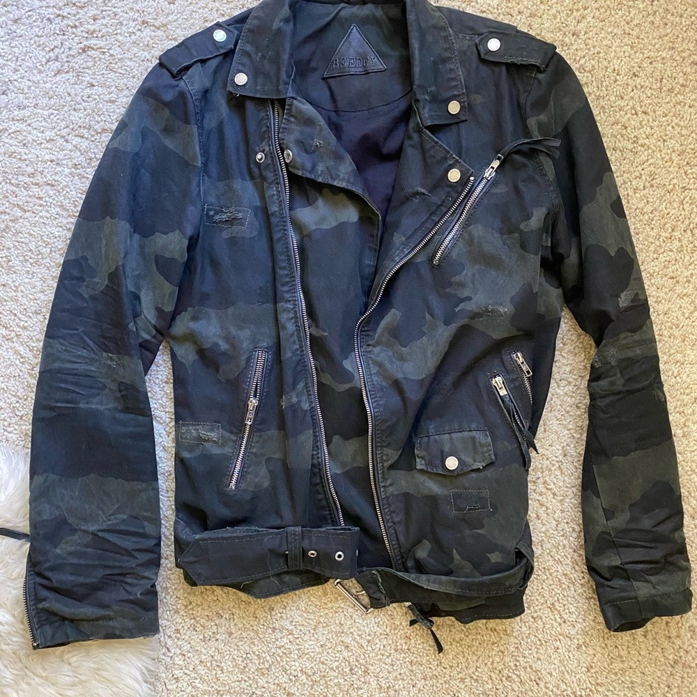 BE EDGY Mens Biker Jacket Camouflage mint condition